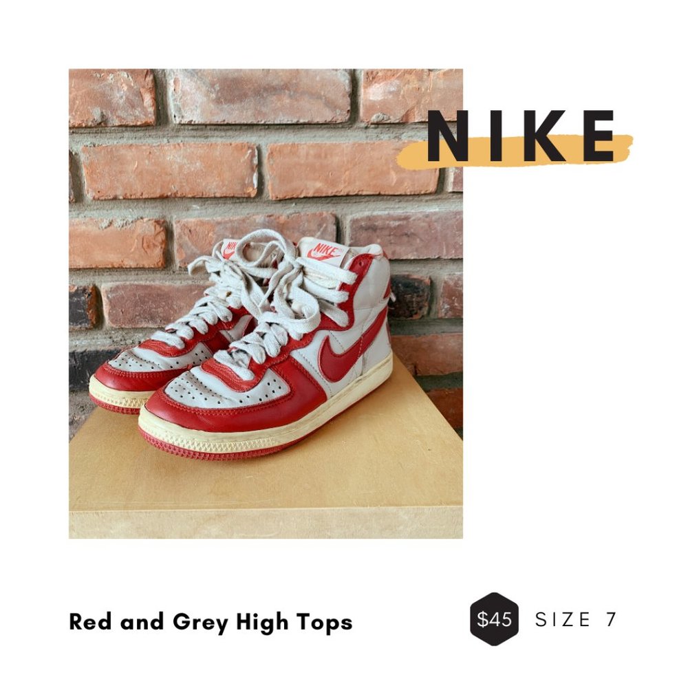 Nike Classic Red and Grey Hightop Sneakers